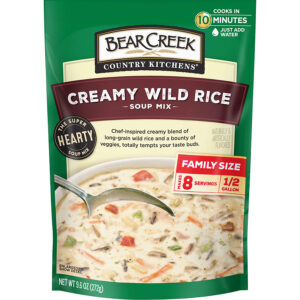 Bear Creek Country Kitchens Creamy Wild Rice Soup mix, ready in 10 minutes, 9.5 oz packet.