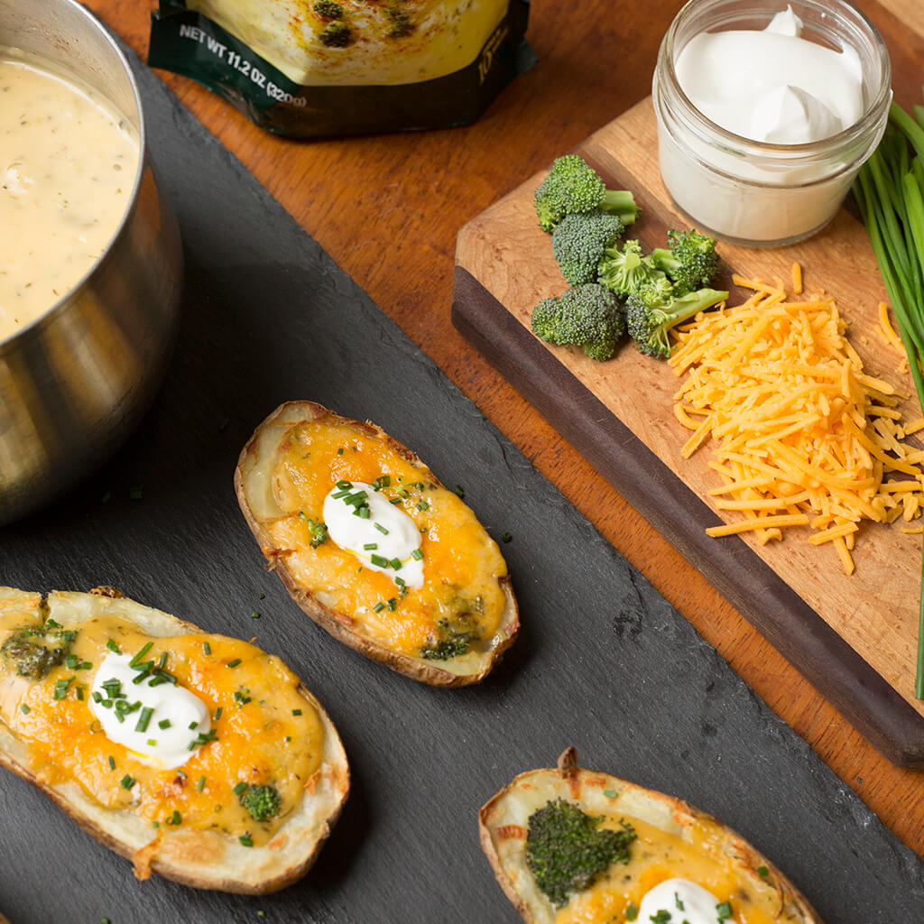 Cheddar Broccoli Potato Boats Recipe