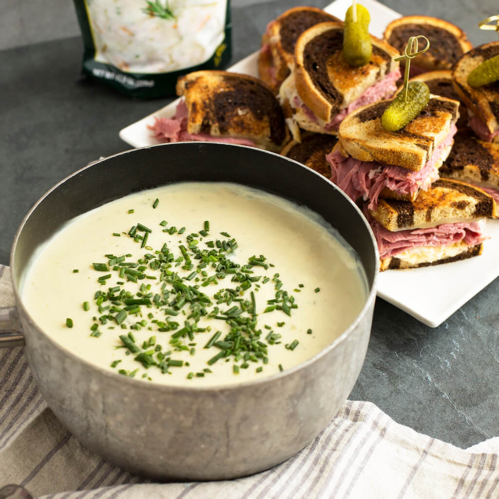 Creamy Potato Soup with Mini Reubens Recipe